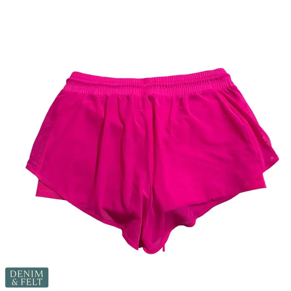 ALO Ambience Neon Pink Mesh Running Shorts Large Lined Drawstring Active‎ Gym